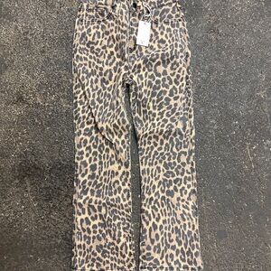 Good American Good Standard Kick Flare Jeans Lucky Leopard High Rise Size 12/31